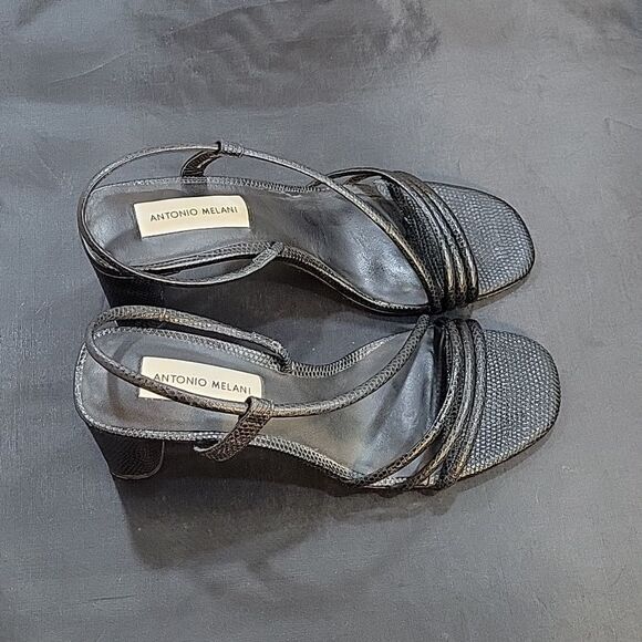 ANTONIO MELANI SQUARE TOE LOW BLOCK HEEL SANDAL - Picture 14 of 15